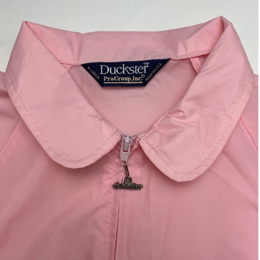 Duckster Womens Windbreaker Raincoat Pink Size XL 80s Retro Vintage Spring Light - Picture 3 of 8